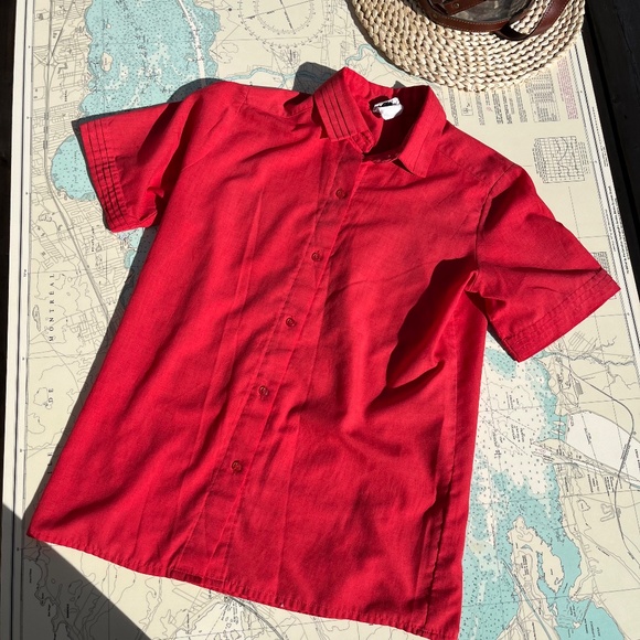 Vintage 70s Elite Pleated Collar Button Up Blouse - Picture 2 of 6